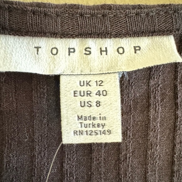 TOPSHOP Black Rib Knit Tie Waist Slit Bodycon Stretch Midi Dress SZ 8 US NWT - Picture 3 of 10